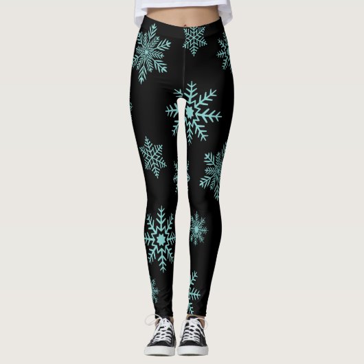 Leggings Fléchettes de neige bleues sur pattes noires (Devant)
