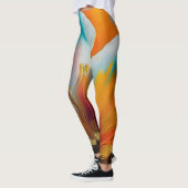 Leggings Fleur abstraite en orange et sarcelle (Gauche)