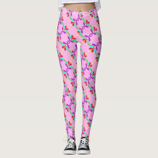 Leggings Fleur Abstraite en rose partout Design Pantalon de (Devant)
