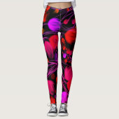 Leggings Fleur Abstraite et couleur d'eau du feuillage (Devant)