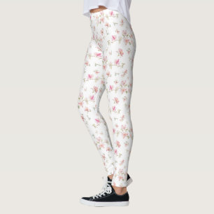 Leggings Fleur Aquarelle rose doux