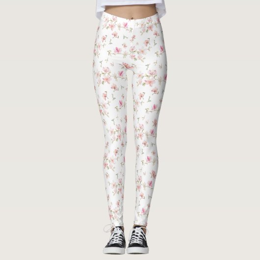 Leggings Fleur Aquarelle rose doux (Devant)