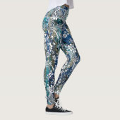Leggings Fleur blanche de dragon de Yin Yang (Droite)
