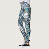 Leggings Fleur blanche de dragon de Yin Yang (Gauche)