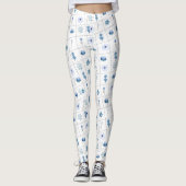 Leggings Fleur blanche et bleue (Devant)