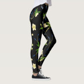 Leggings Fleur blanche et bourgeons bleus motif floral (Droite)