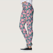 Leggings Fleur blanche et rose bleu marine (Gauche)