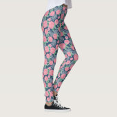 Leggings Fleur blanche et rose bleu marine (Droite)