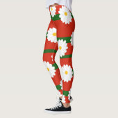Leggings Fleur blanche Fleur rouge Joyeux Noël (Gauche)