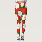 Leggings Fleur blanche Fleur rouge Joyeux Noël (Devant)