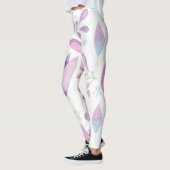 Leggings fleur bleu motif femme blanche (Gauche)