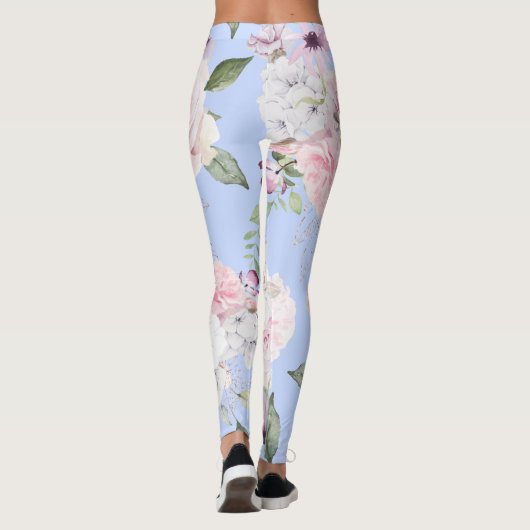 Leggings Fleur Bleu Périwinkle Plutôt Actif (Dos)