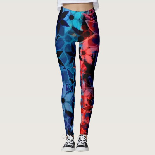 Leggings Fleur Bleu Rouge (Devant)