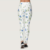 Leggings Fleur bleue et vert feuille design transparent (Dos)