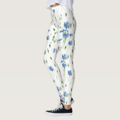 Leggings Fleur bleue et vert feuille design transparent (Gauche)