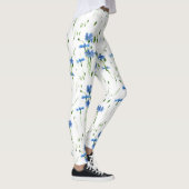 Leggings Fleur bleue et vert feuille design transparent (Droite)