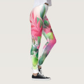 Leggings Fleur botanique aquarelle rose vert (Droite)