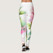 Leggings Fleur botanique aquarelle rose vert (Dos)