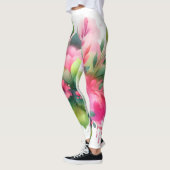 Leggings Fleur botanique aquarelle rose vert (Gauche)