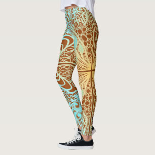 Leggings Fleur Carré Rose Superposition Broderie Art 2 Legg