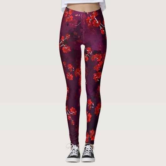 Leggings Fleur cerise 3 (Devant)