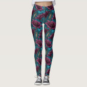Leggings Fleur d'Amaryllis sarcelle Amaryllis maternité (Devant)