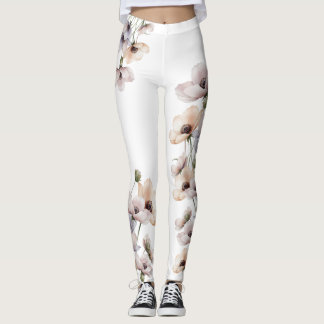 Leggings Fleur d'anémone peinte à l'aquarelle