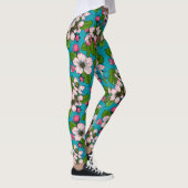 Leggings Fleur d'Apple sur le turquoise (Droite)