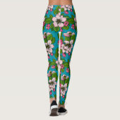 Leggings Fleur d'Apple sur le turquoise (Dos)