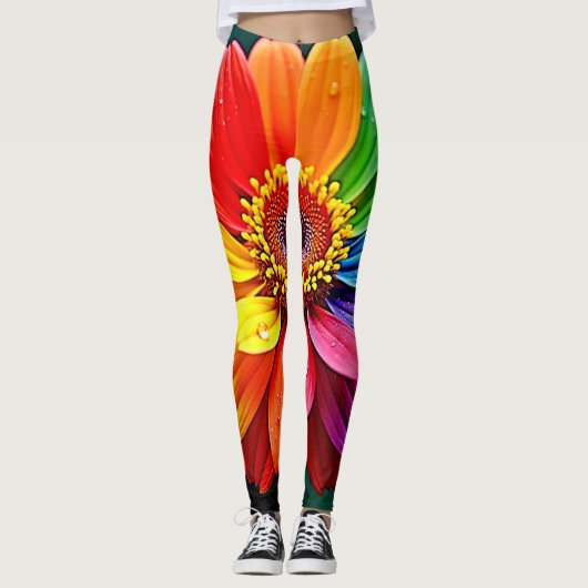 Leggings Fleur d'art à pétale arc-en-ciel (Devant)
