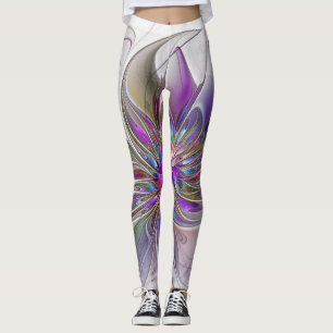 Leggings Fleur d'art fractal abstrait énergique et coloré