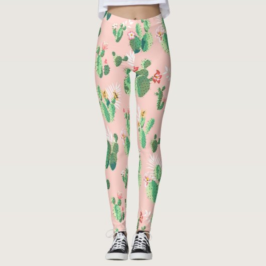 Leggings fleur de cactus rose (Devant)