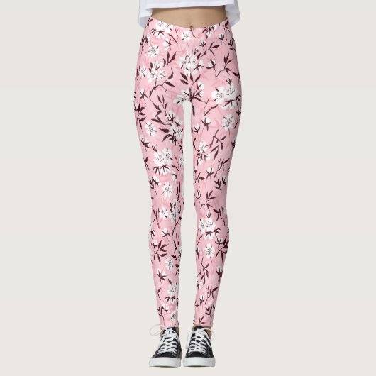 Leggings Fleur de cerisier blanc (Devant)