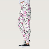 Leggings Fleur de cerisier blanc sur blanc (Gauche)