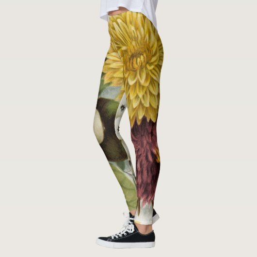 Leggings Fleur de chrysanthème mère florale (Gauche)