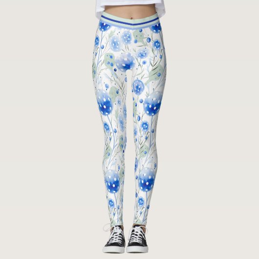 Leggings Fleur de corail d'eau Pickleball (Devant)