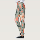 Leggings Fleur de corail et rose sur vert (Gauche)
