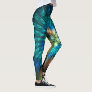 Leggings Fleur de fantaisie lumineuse, fractale abstraite c