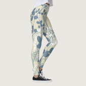 Leggings Fleur de feuille bleue asiatique japonaise (Droite)