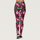 Leggings Fleur de fleurs de cerisier rose (Dos)