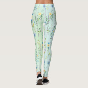 Leggings Fleur de flore rustique du dégradé de l'aquarelle