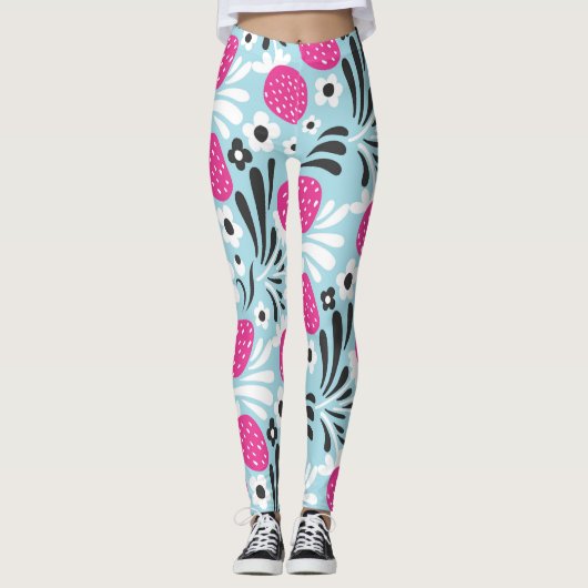 Leggings Fleur de fraise : Berry Rose Sans Seamless. (Devant)