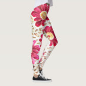 Leggings Fleur de Gérbera Rose et Pinceau Doré (Droite)