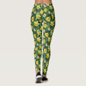Leggings Fleur de jonquille jaune et blanc sans couture (Dos)