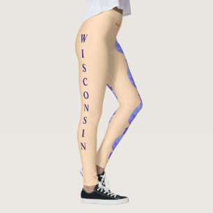 Leggings Fleur de l'État du Wisconsin Peach Wood V