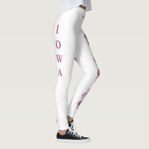 Leggings Fleur de l'Iowa Rose sauvage blanche