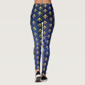 Leggings Fleur de lis dorée sur fond bleu (Dos)