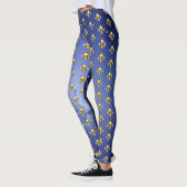 Leggings Fleur de lis dorée sur fond bleu (Gauche)