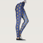 Leggings Fleur de lis dorée sur fond bleu (Droite)