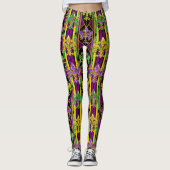 Leggings Fleur-de-lis fausse brillance rayure de couleurs m (Devant)
